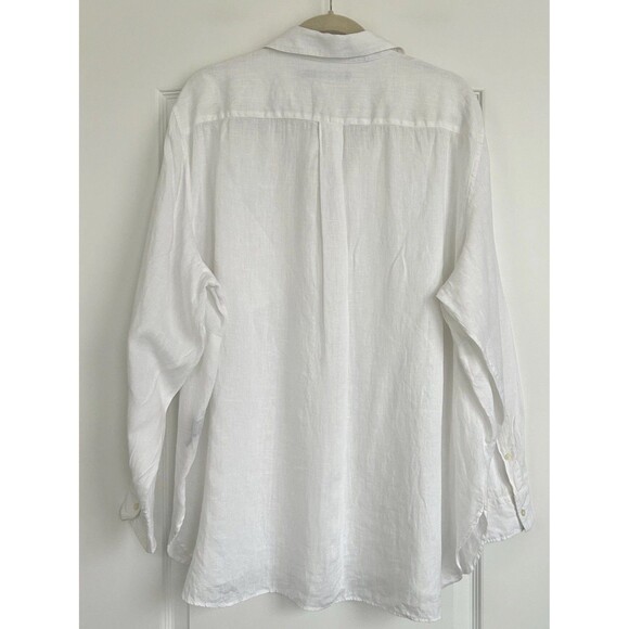Lauren Ralph Lauren Linen Shirt Womens Sz 3XL White Tunic Long Sleeve Minimalist - Picture 4 of 11